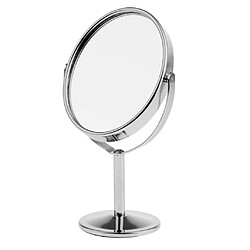 Avis 3in mini double côté normal grossissement ovale stand maquillage table miroir argent