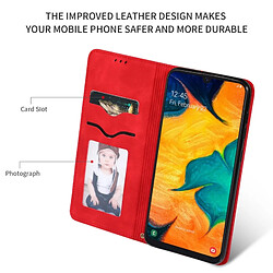 Wewoo Housse Coque Etui en cuir avec rabat horizontal magnétique Business Skin Feel pour Samsung Galaxy A20 et A30 rouge