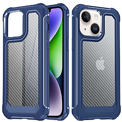 Coque en TPU antichoc, texture fibre de carbone pour votre iPhone 14 Plus - bleu