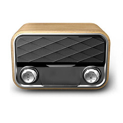 Chrono Radio rétro Bluetooth avec AUX/FM, radio d'urgence avec antenne, haut-parleur Bluetooth portable haut de gamme compatible avec les tablettes Android,Bois clair