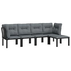 Avis Maison Chic Salon de jardin 5 pcs - Table et chaises d'extérieur - Mobilier/Meubles de jardin Moderne noir et gris résine tressée -MN20567