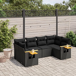 Maison Chic Ensemble Tables et chaises d'extérieur 6pcs avec coussins,Salon de jardin noir résine tressée -GKD201396