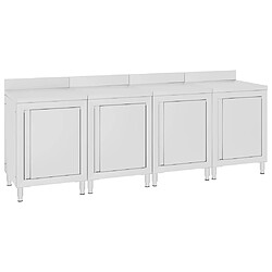 Helloshop26 Table de travail commerciale avec armoire 240 x 60 x 96 cm acier inoxydable 02_0001902