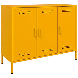 vidaXL Buffet jaune moutarde 100,5x39x79 cm acier