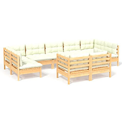 Maison Chic Salon de jardin 9 pcs + coussins - Mobilier/Meubles de jardin - Table et chaises d'extérieur crème Bois de pin solide -MN57550