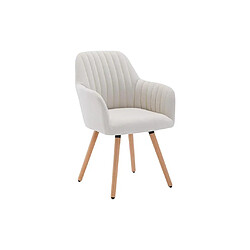 Avis Vente-Unique Chaise avec accoudoirs - Tissu et métal effet bois - Crème - ELEANA