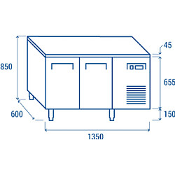 COOLHEAD Table Réfrigérée Négative avec Dosseret 2 Portes - Profondeur 600 - Cool Head