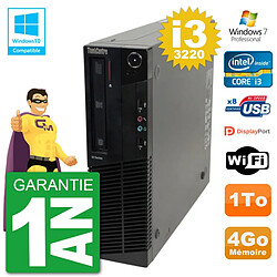 PC Lenovo ThinkCentre M82 SFF i3-3220 RAM 4Go Disque Dur 1To Graveur DVD Wifi W7 - Occasion