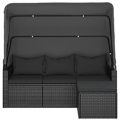 Avis Maison Chic Canapé de jardin 3 places | Canapé Sofa d'extérieur | Fauteuil terrasse avec toit et repose-pieds Noir -MN41005