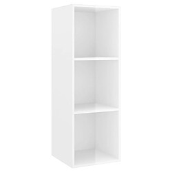 vidaXL Meuble TV mural Blanc brillant 37x37x107 cm Bois d’ingénierie