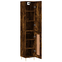 Avis vidaXL Buffet haut Chêne fumé 34,5x34x180 cm Bois d'ingénierie