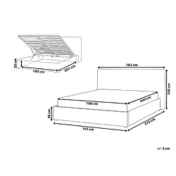 Avis Beliani Lit double en velours 160 x 200 cm blanc cassé LAVAUR
