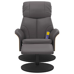 Avis vidaXL Fauteuil inclinable de massage avec repose-pied gris similicuir