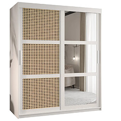 Abiks Meble Armoire Plecionka wiedenska 2 à Portes Coulissantes 200/150/62 2 Portes (blanc)