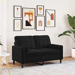 vidaXL Canapé 2 places avec oreillers décoratifs noir 120 cm velours