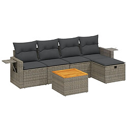 Maison Chic Ensemble Tables et chaises d'extérieur 6pcs avec coussins,Salon de jardin gris résine tressée -GKD517405