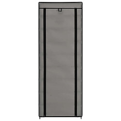 Avis vidaXL Armoire à chaussures avec housse Gris 57x29x162 cm Tissu