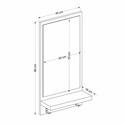 Helloshop26 Portemanteau avec miroir et espace de stockage 90 x 45 x 16 cm effet bois artisanal / noir 03_0008172