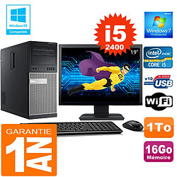 PC Tour DELL 7010 Core I5-2400 Ram 16Go Disque 1 To Wifi W7 Ecran 19" - Occasion