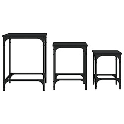 Maison Chic Lot de 3 Tables basses gigognes pour salon | Table à café noir bois d'ingénierie -GKD78075 pas cher