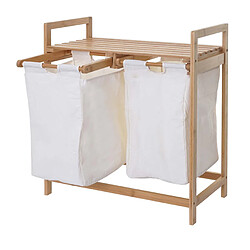 Avis Decoshop26 Panier à linge trieur à linge en bambou 2 compartiments 74x64x33cm 70l blanc 04_0001293