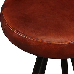 Helloshop26 Lot de deux tabourets de bar design chaise siège cuir véritable et acier marron 1202069 pas cher