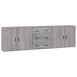 vidaXL Buffets 3 pcs Sonoma gris Bois d'ingénierie