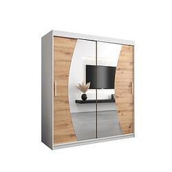 Abiks Meble Armoire Wave à portes coulissantes 200/180/62 2 portes (blanc/artisan)