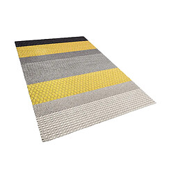 Beliani Tapis 140 x 200 cm en laine gris et jaune AKKAYA