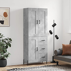 vidaXL Buffet haut Gris béton 69,5x34x180 cm Bois d'ingénierie