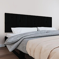 vidaXL Tête de lit murale Noir 204x3x60 cm Bois massif de pin