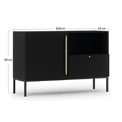 Bestmobilier Felicia - buffet bas - noir - 120 cm pas cher