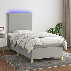 Sommier à lattes et LED,Cadre à lattes de lit avec matelas pour Adulte Gris clair 80x200cm -MN60091