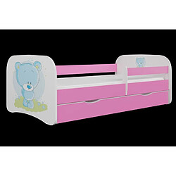 Lit Babydreams nounours bleu rose avec un tiroir sans matelas 140/70