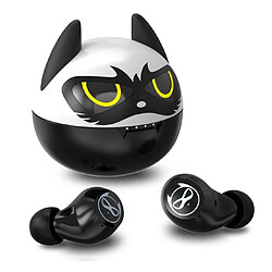 Chrono Écouteurs sans fil, écouteurs Bluetooth 5.0 dans l'oreille avec dessin animé mignon HiFi stéréo TWS écouteurs pour enfants cadeau de cosplay adulte 36H musique de lecture avec micro intégré étui de chargement portable(noir)