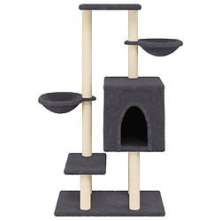 Helloshop26 Arbre à chat meuble tour grimper jouet grattage grattoir escalade plateforme avec griffoirs en sisal foncé 117 cm gris 02_0022647