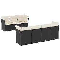 Maison Chic Ensemble Tables et chaises d'extérieur 8 pcs avec coussins,Salon de jardin noir résine tressée -GKD377169