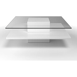 Vente-Unique Table basse ISANIA - Verre trempé & MDF blanc