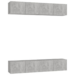 vidaXL Meubles TV 4 pcs Gris béton 80x30x30 cm Bois d'ingénierie