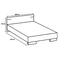 Avis Pegane Chambre à coucher complète adulte (lit 180x200 cm + 2 chevets + commode) coloris imitation chêne poutre/chrome brillant