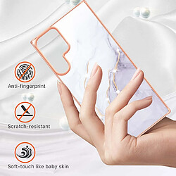 Coque en TPU anti-rayures, IML IMD électroplaqué, motif marbre Blanc 006 pour votre Samsung Galaxy S22 Ultra 5G