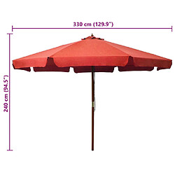 Acheter vidaXL Parasol d'extérieur avec mât en bois 330 cm Terre cuite