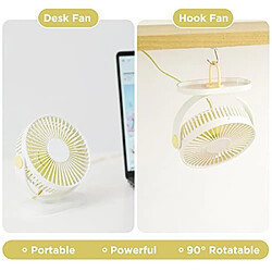 Avis Ventilateur de Bureau USB Ventilateur à Crochet Mini Ventilateur de Table Ventilateur Personnel Portable Petit mais Puissant Ventilateur USB à 3 Vitesses Réglable 90 Câble Rotatif de 1,2 M Ventilateur Silencieux