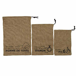 Paris Prix Lot de 3 Sacs de Conservation Toile 39cm Naturel