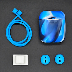 Wewoo Coque Protection Corde anti-perdue + Etui en silicone + Boucle de suspension + Cache-oreille Bluetooth Housse pour casque sans fil pour Apple AirPods (Bleu)