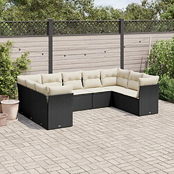 Maison Chic Salon de jardin 9 pcs avec coussins | Ensemble de Table et chaises | Mobilier d'Extérieur noir résine tressée -GKD60134