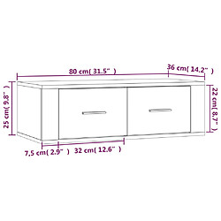 vidaXL Meuble TV suspendu Blanc brillant 80x36x25 cm Bois d'ingénierie pas cher