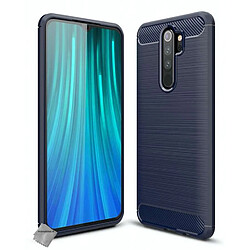 Htdmobiles Coque silicone gel carbone pour Xiaomi Redmi Note 8 Pro + film ecran - BLEU FONCE