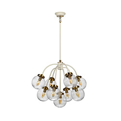 Elstead Lighting Suspension Cosmos Acier,verre nervuré transparent Peint en crème + plaqué laiton vieilli