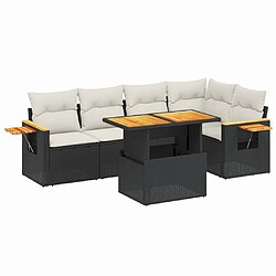 vidaXL Salon de jardin 6 pcs avec coussins noir résine tressée